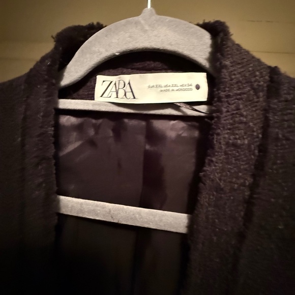 Rare Zara Black Textured Double-Breasted Blazer, with Diamanté Buttons - Sz XL - Picture 5 of 8